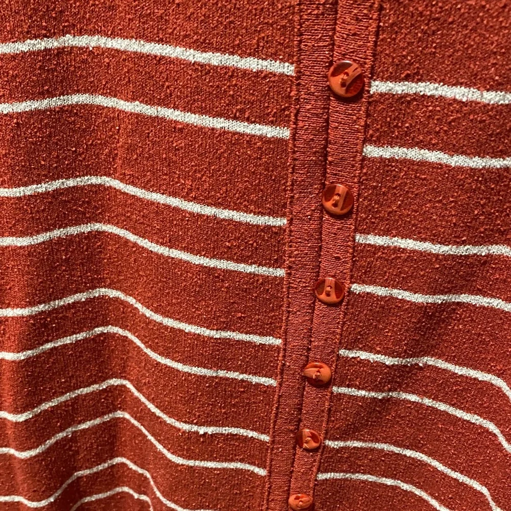 Dress Barn Woman vintage Rust Striped faux Button-Down plus size 3X silk Top - Picture 3 of 10